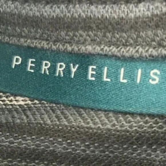 Perry Ellis Polo Mens Charcoal Gray Striped Short Sleeves Shirt Size Extra Large - Picture 6 of 7